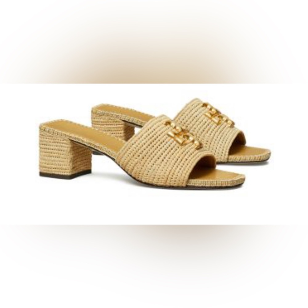 NIB TORY BURCH Women's Eleanor Raffia Block Heel Slide
Sandals